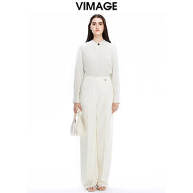 VIMAGE纬漫纪秋季新款纯色通勤百搭衬衣衬衫衬衣女士上衣V1609207