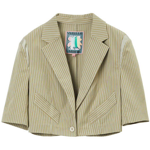 MIIDII/谜底西装短外套女21夏新品复古摩登细条纹帅气212MW0728 商品图4
