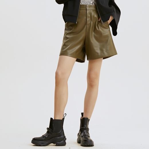 谜底2021秋季新款高端系列简约复古仿皮合体短裤靴裤女213GK1625 商品图0