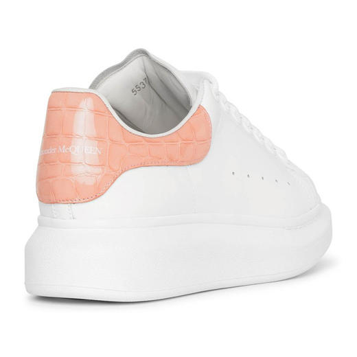ALEXANDER MCQUEEN 亚历山大麦昆 女士粉尾牛皮革鳄鱼纹休闲运动鞋 白色 553770 WIAF8 9414 商品图2
