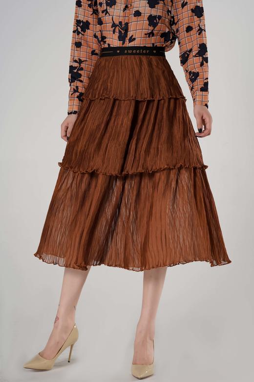 臣禾 松紧高腰压褶半身裙9213034276 商品图5