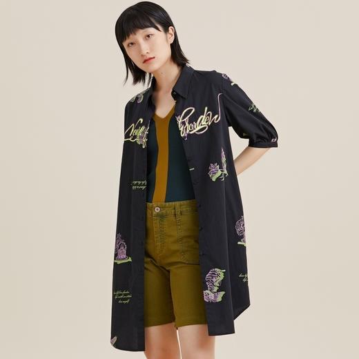 MIIDII/谜底21夏新品天丝棉花卉字母印花H型翻领连衣裙212ML0890 商品图1