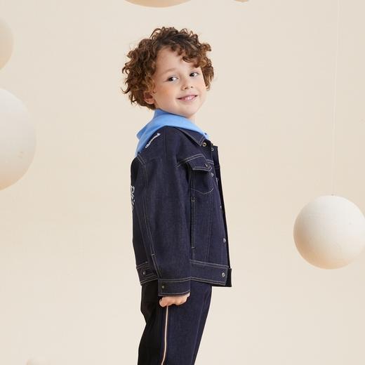 谜底童装21秋新款H型中款外套经典复古的牛仔上衣213KW2216 商品图1