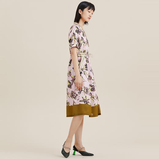 MIIDII/谜底连衣裙21夏新品棒球领花朵印花收腰长款裙212ML0791 商品图2