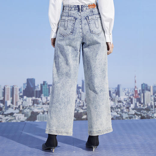 MIIDII/谜底新品摩登复古高腰直筒宽松阔腿牛仔裤女211MK0015 商品图2