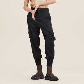 MIIDII/谜底醋酸宽松萝卜裤女21夏新品工装感休闲裤女212MK0744