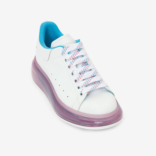 ALEXANDER MCQUEEN 亚历山大麦昆 女士小牛皮白尾气垫粉色休闲运动鞋 白色 666893 WHYBY 9468 商品图1