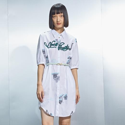 MIIDII/谜底21夏新品天丝棉花卉字母印花H型翻领连衣裙212ML0890 商品图0