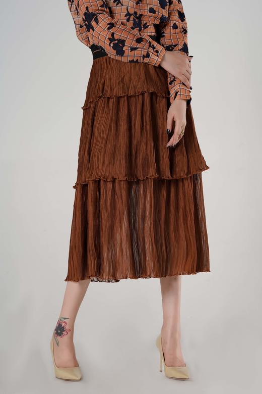 臣禾 松紧高腰压褶半身裙9213034276 商品图1