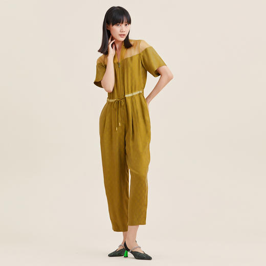 MIIDII/谜底连体裤女21夏新品通勤西装领抽强收腰休闲裤212MK0703 商品图3