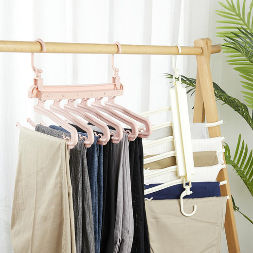 多功能裤架折叠魔术裤夹家用衣柜伸缩多层衣架挂裤子收纳挂架神器 商品图1