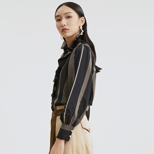 谜底衬衫2021秋季新款复古优雅宫廷荷叶领长袖上衣女213GS1773 商品图1