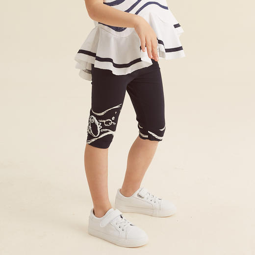 谜底童装21夏新款6分造型打底裤舒适艾草面料印花打底裤212KK1474 商品图1