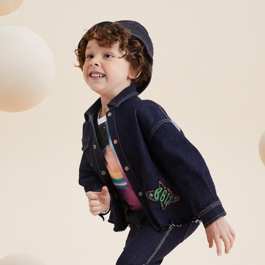 谜底童装21秋新款H型中款衬衫文艺调牛仔衬衫外套213KC2238 商品图1