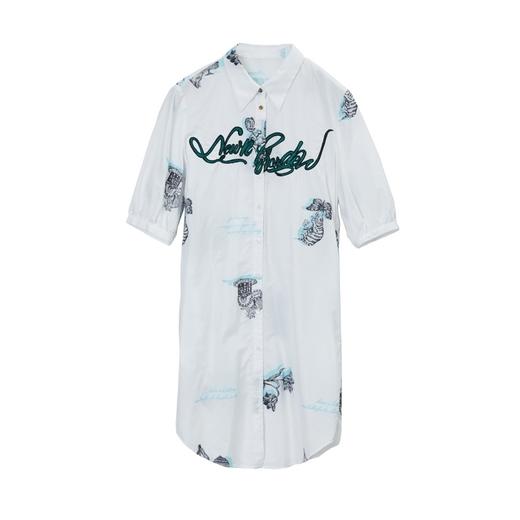 MIIDII/谜底21夏新品天丝棉花卉字母印花H型翻领连衣裙212ML0890 商品图4