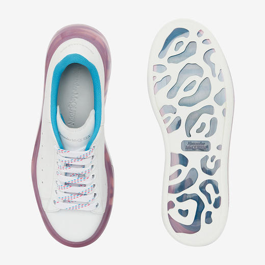 ALEXANDER MCQUEEN 亚历山大麦昆 女士小牛皮白尾气垫粉色休闲运动鞋 白色 666893 WHYBY 9468 商品图3