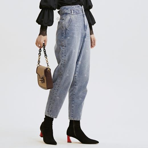 谜底萝卜牛仔裤2021秋季新款复古时尚宽松9分裤休闲裤女213MK1674 商品图1