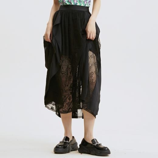 谜底半身裙2021夏季新款复古立体绣花长雪纺裙蕾丝礼裙213MB1842 商品图0