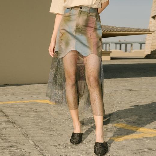 谜底半身裙2021秋季新款复古浪漫高腰拼接蕾丝裙213MB1780 商品图0