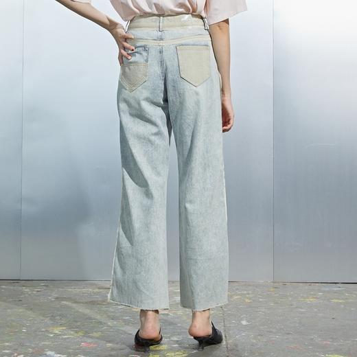 MIIDII/谜底21夏新品个性拼接破洞洗水直筒牛仔裤女212MK0715 商品图3
