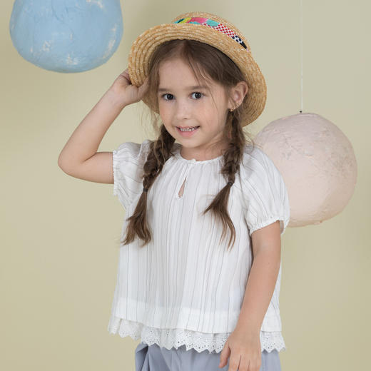 谜底童装20夏新款甜美可爱女童娃娃衫裙A型宽松短袖衬衫202KC0744 商品图1