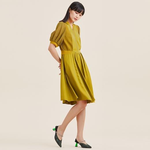 MIIDII/谜底21夏新品极筒质感棒球领灯笼袖收腰连衣裙212ML0880 商品图1