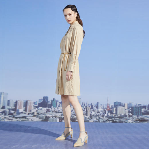 MIIDII/谜底新品简洁利落H型净色衬衫式连衣裙长袖211ML0104 商品图1