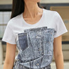 MIIDII/谜底T恤女21夏新品结构式牛仔印花合体圆领短袖212MT0760 商品缩略图2