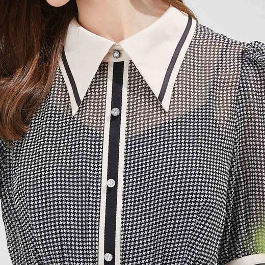 QF83D斯尔丽瑟俪2021年夏季新品撞色领收腰大摆五分袖连衣裙 商品图4