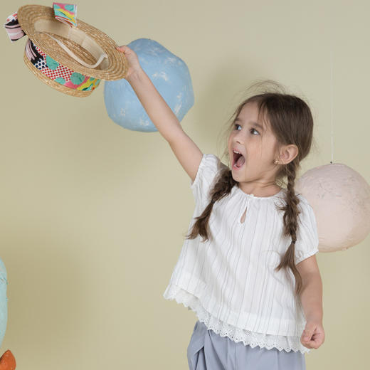 谜底童装20夏新款甜美可爱女童娃娃衫裙A型宽松短袖衬衫202KC0744 商品图2