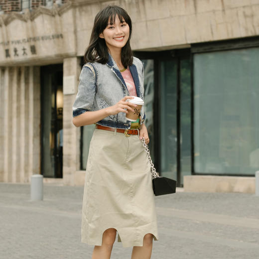 MIIDII/谜底中长半身裙21夏新品下摆不规划设计时尚文艺212MB0789 商品图2