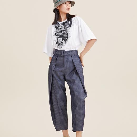 MIIDII/谜底21夏新品大气时尚细条纹萝卜裤休闲西裤女212MK0948 商品图3