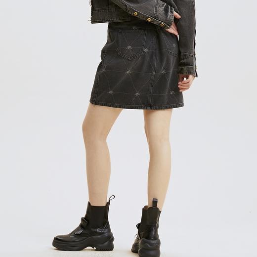 谜底牛仔裙2021秋季新款复古织花H型包臀短牛仔半身裙213MB1672 商品图2