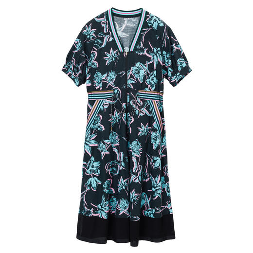 MIIDII/谜底连衣裙21夏新品棒球领花朵印花收腰长款裙212ML0791 商品图4