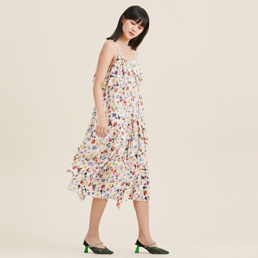 MIIDII/谜底真丝连衣裙21夏荷叶边小碎花桑蚕丝吊带裙212ML0984 商品图2