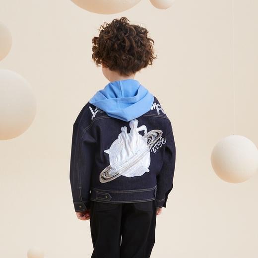 谜底童装21秋新款H型中款外套经典复古的牛仔上衣213KW2216 商品图2