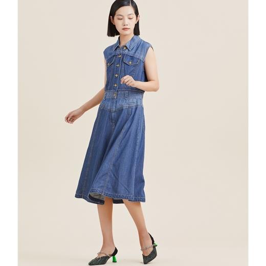 MIIDII/谜底21夏新品复古假日拼接收腰无袖牛仔连衣裙212ML0756 商品图2