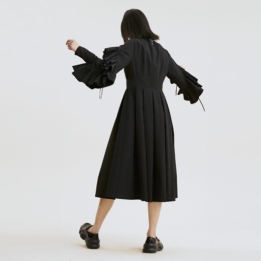 谜底2021秋季新款高端系列法式尖领荷叶袖收腰连衣裙213GL1803 商品图2