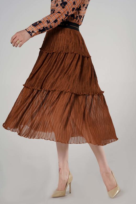 臣禾 松紧高腰压褶半身裙9213034276 商品图0