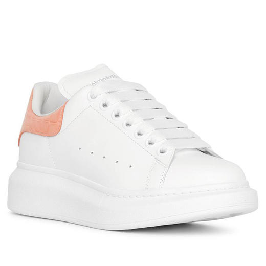 ALEXANDER MCQUEEN 亚历山大麦昆 女士粉尾牛皮革鳄鱼纹休闲运动鞋 白色 553770 WIAF8 9414 商品图1