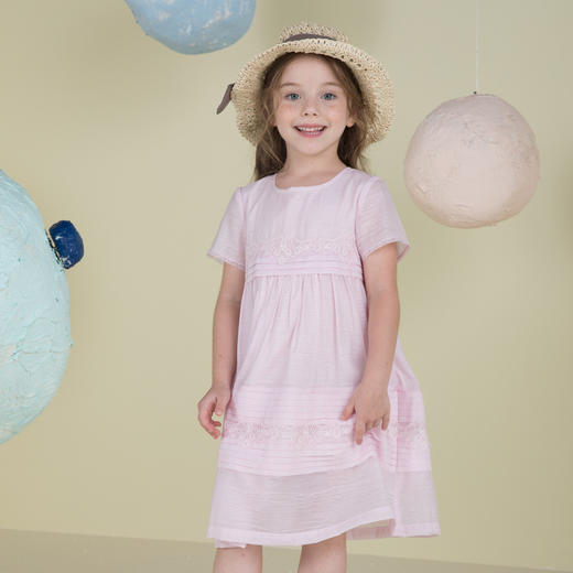 谜底童装20夏新款女童娃娃公主短袖连衣裙宝宝花边裙子202KL0722 商品图0