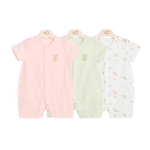 拉比-内衣类（夏）C9积木小熊短袖全开连体衣 商品图4