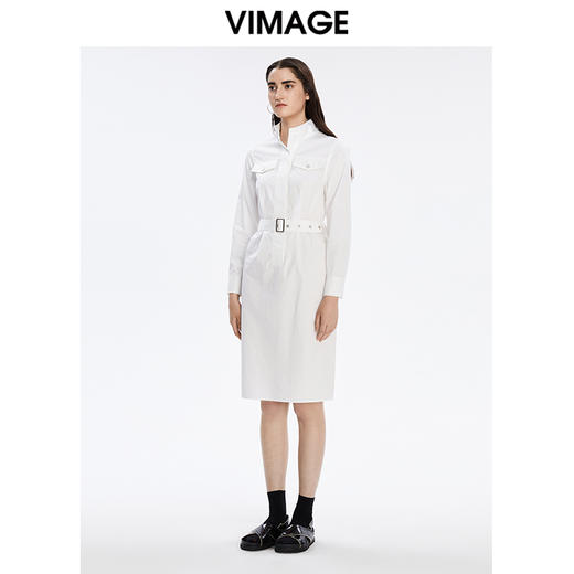 VIMAGE纬漫纪秋季新款束腰长袖优雅显瘦连衣裙V1607220 商品图3