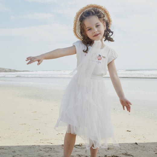 谜底童装20夏新款两件套装女童纯棉连衣裙女孩蕾丝裙子202KL0719 商品图3