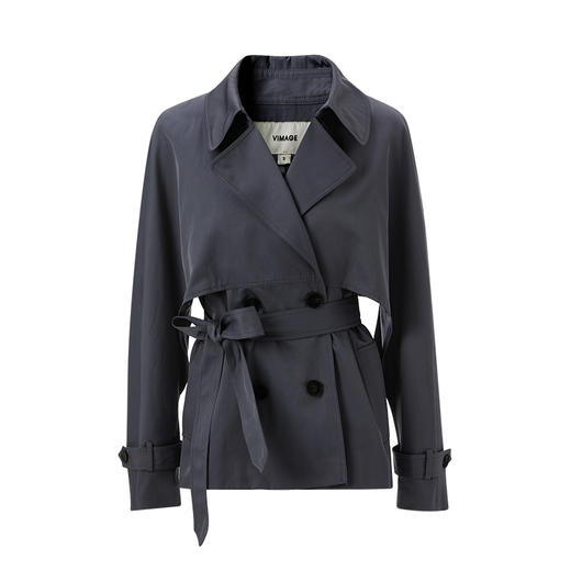 VIMAGE纬漫纪秋冬新款品牌女装经典翻领收腰显瘦风衣短外套VC2104206 商品图4