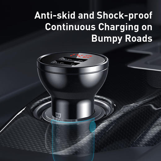 【69元3件】倍思 倍显金属数显双USB4.8A车载充电器24W 商品图4