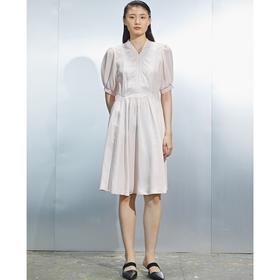 MIIDII/谜底21夏新品极筒质感棒球领灯笼袖收腰连衣裙212ML0880