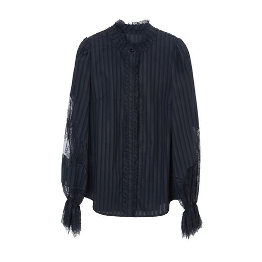 谜底长袖衬衫2021秋季新款纯棉拼接蕾丝合体上衣女213MC1727 商品图4