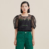MIIDII/谜底21夏新品字母绣花复古方领泡泡袖蕾丝上衣女212MS0765 商品缩略图0