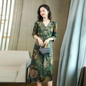 TZW-重磅珍珠缎香云纱真丝连衣裙